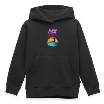 Surf Live - Sweat Premium à capuche enfant bio - noir - Devant - AI Model Kid Male (0cm)