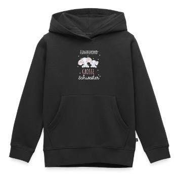 Große Schwester 2024 Herz Elefant Tiere - Kinder Premium Organic Hoodie - Schwarz - Vorne - AI Model Kid Male (0cm)