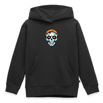 Crâne d’Halloween mignon - Sweat Premium à capuche enfant bio - noir - Devant - AI Model Kid Male (0cm)