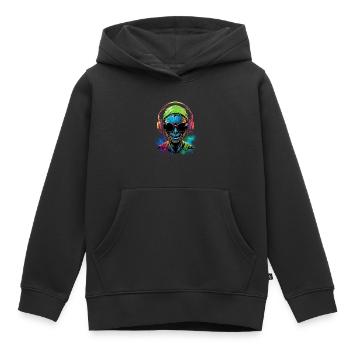 Rave extraterrestre - Sweat Premium à capuche enfant bio - noir - Devant - AI Model Kid Male (0cm)