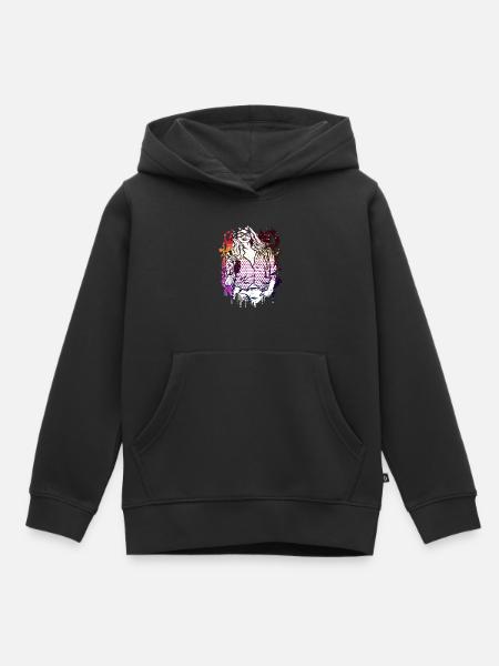 Beautiful female face paint art colorful woman - Kids Premium Organic Hoodie - black
