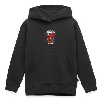 Urban Coffee Scene pop art design - Kids Premium Organic Hoodie - black - Front - AI Model Kid Male (0cm)