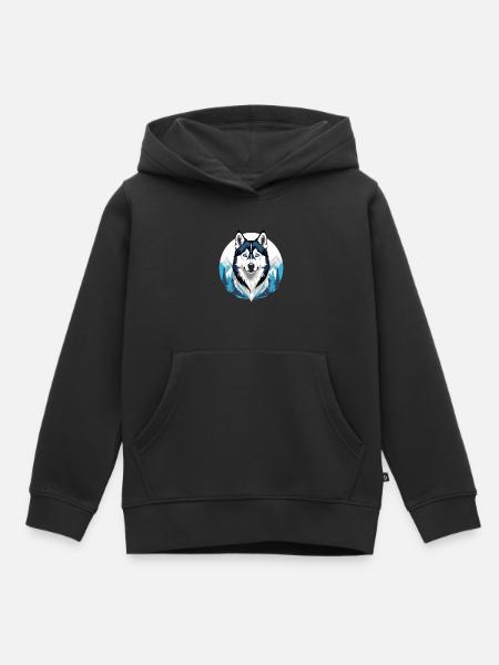 Siberian Husky - Kinder Premium Organic Hoodie - Schwarz