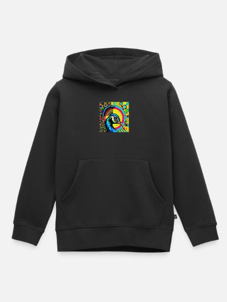 Pfau Pop Art - Kinder Premium Organic Hoodie - Schwarz