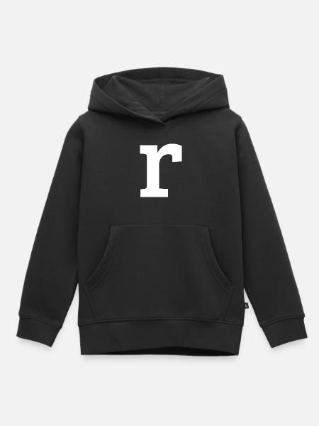 Letter r "r" white - Kids Premium Organic Hoodie - black