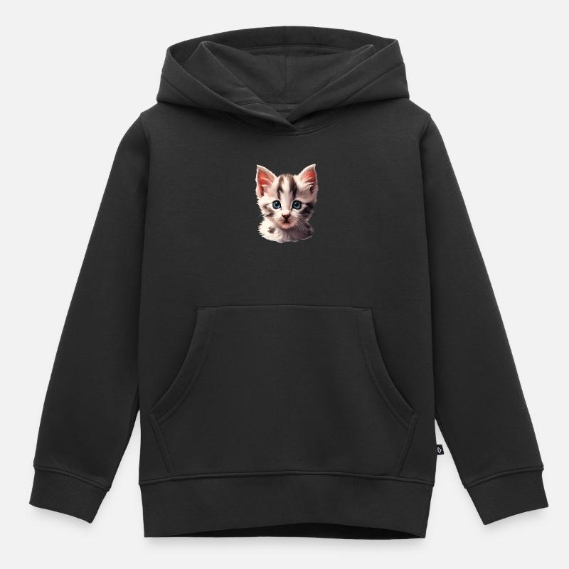 Petit chaton mignon - Sweat Premium à capuche enfant bio - noir