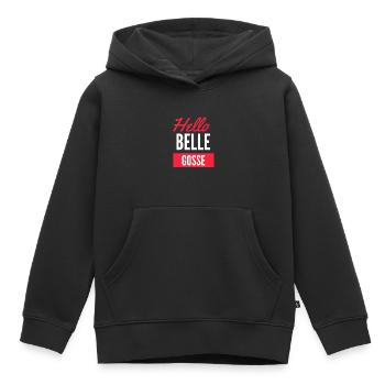 Hello BELLE GOSSE - Sweat Premium à capuche enfant bio - noir - Devant - AI Model Kid Male (0cm)