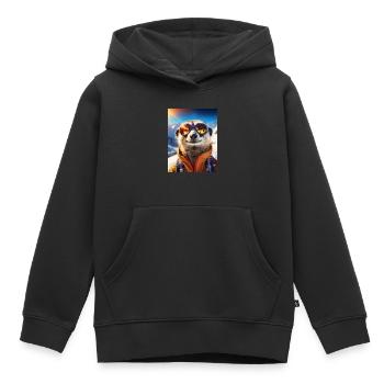 Suricates en vacances au ski - Sweat Premium à capuche enfant bio - noir - Devant - AI Model Kid Male (0cm)