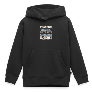 François humour retraite cadeau retraité - Sweat Premium à capuche enfant bio - noir - Devant - AI Model Kid Male (0cm)