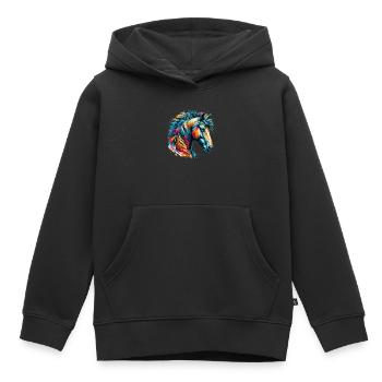 Cheval - Sweat Premium à capuche enfant bio - noir - Devant - AI Model Kid Male (0cm)