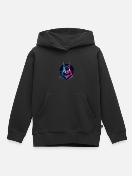 Écureuil low-poly - Sweat Premium à capuche enfant bio - noir