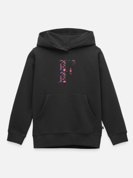 Personalisierter Blumenbuchstabe f - Geschenkidee - Kinder Premium Organic Hoodie - Schwarz