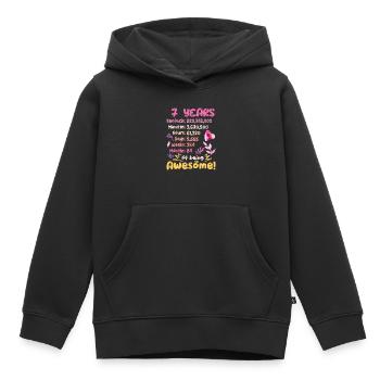 7 ans ! Cadeau d’anniversaire pour 7 ans - Sweat Premium à capuche enfant bio - noir - Devant - AI Model Kid Male (0cm)