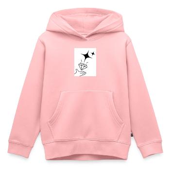 Verso N - Sweat Premium à capuche enfant bio - rose - Devant - AI Model Kid Female (0cm)