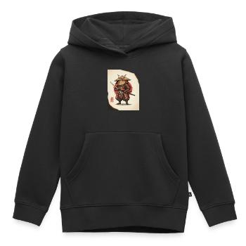 Samouraï rat anthropomorphe en armure - Sweat Premium à capuche enfant bio - noir - Devant - AI Model Kid Male (0cm)