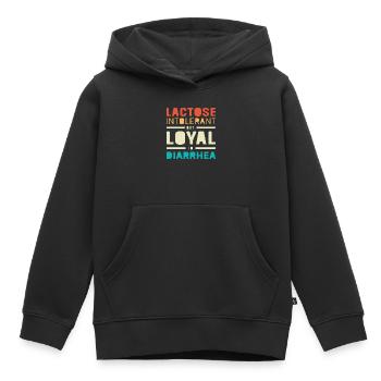 Allergie au lait Intolérance au lactose Flatulence - Sweat Premium à capuche enfant bio - noir - Devant - AI Model Kid Male (0cm)