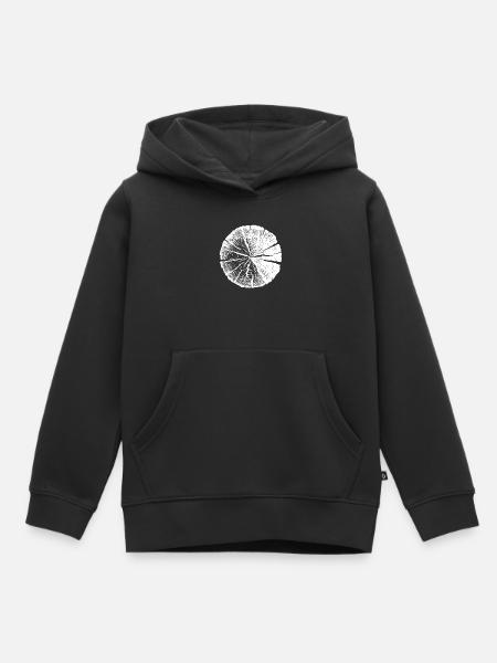 Baumscheibe Weiß – Jahresringe Naturdesign - Kinder Premium Organic Hoodie - Schwarz