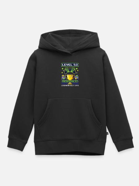 1973 Niveau 53 Débloqué Joueur Anniversaire Vintage - Sweat Premium à capuche enfant bio - noir