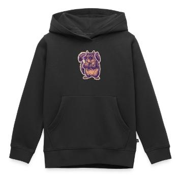 Squirrel with sunglasses nibbling hazelnut - Kids Premium Organic Hoodie - black - Front - AI Model Kid Male (0cm)