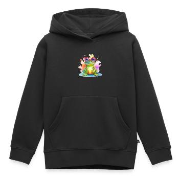 Grenouille fraîche colorée avec des lunettes de soleil - Sweat Premium à capuche enfant bio - noir - Devant - AI Model Kid Male (0cm)