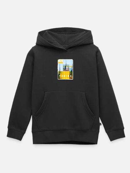Torino Italia Città Skyline Holiday Love - Felpa Premium con cappuccio bambino bio - nero