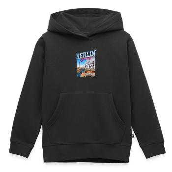 Berlin Allemagne City Skyline Vintage Rétro - Sweat Premium à capuche enfant bio - noir - Devant - AI Model Kid Male (0cm)