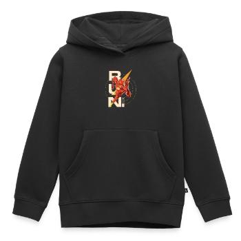 The Flash Écriture RUN. - Sweat Premium à capuche enfant bio - noir - Devant - AI Model Kid Male (0cm)