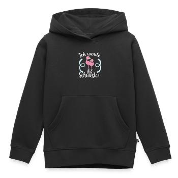 Je vais grande sœur jolie fille flamant rose - Sweat Premium à capuche enfant bio - noir - Devant - AI Model Kid Male (0cm)