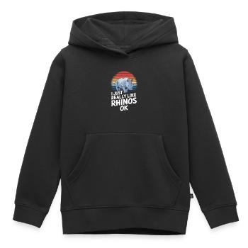 Rhinocéros Rhinocéros - Sweat Premium à capuche enfant bio - noir - Devant - AI Model Kid Male (0cm)