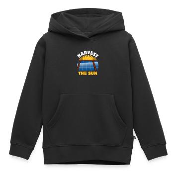 Récolter le soleil - Energie solaire - Photovoltaïque - Sweat Premium à capuche enfant bio - noir - Devant - AI Model Kid Male (0cm)