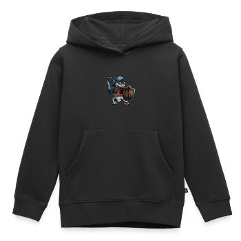 Ritter Pinguin Krieger Schwert Cavalier Rider Geschenk - Kinder Premium Organic Hoodie - Schwarz - Vorne - AI Model Kid Male (0cm)