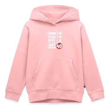 40e anniversaire, 40 ans - Sweat Premium à capuche enfant bio - rose - Devant - AI Model Kid Female (0cm)