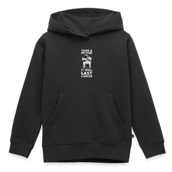 Prendre un cadeau de photographie photo - Sweat Premium à capuche enfant bio - noir - Devant - AI Model Kid Male (0cm)