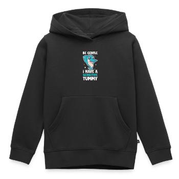 J’ai un cadeau de dauphin au ventre sensible - Sweat Premium à capuche enfant bio - noir - Devant - AI Model Kid Male (0cm)