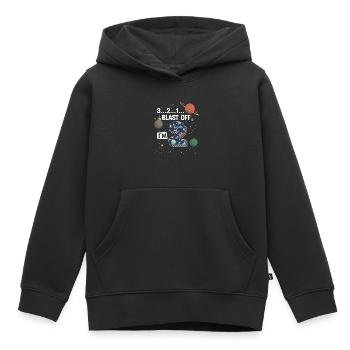 Blast Off J’ai 2 ans, 2ème anniversaire - Sweat Premium à capuche enfant bio - noir - Devant - AI Model Kid Male (0cm)