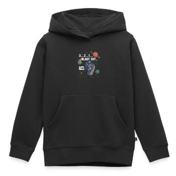 Blast Off J’ai 9 ans, 9ème anniversaire - Sweat Premium à capuche enfant bio - noir - Devant - AI Model Kid Male (0cm)
