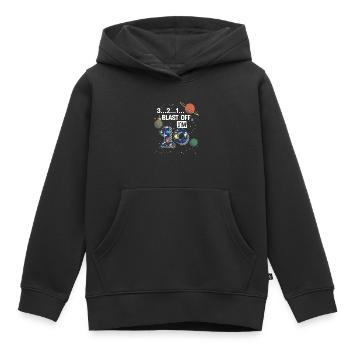 Blast Off J’ai 10 ans, 10e anniversaire - Sweat Premium à capuche enfant bio - noir - Devant - AI Model Kid Male (0cm)