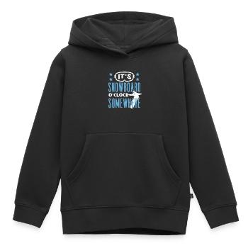 Snowboarders, Vacances snowboard, Matériel de snowboard - Sweat Premium à capuche enfant bio - noir - Devant - AI Model Kid Male (0cm)