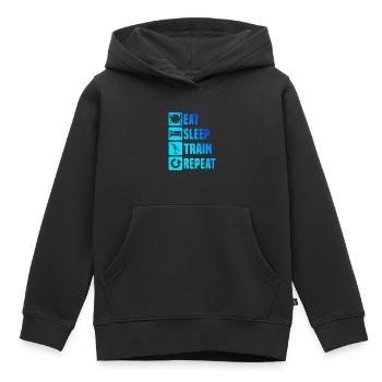 Aérobic, gymnastique physique, aérobic, fitness - Sweat Premium à capuche enfant bio - noir - Devant - AI Model Kid Male (0cm)