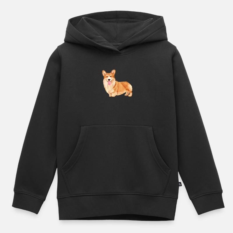 Welsh Corgi - Sweat Premium à capuche enfant bio - noir