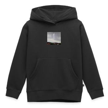 Éclair - Sweat Premium à capuche enfant bio - noir - Devant - AI Model Kid Male (0cm)