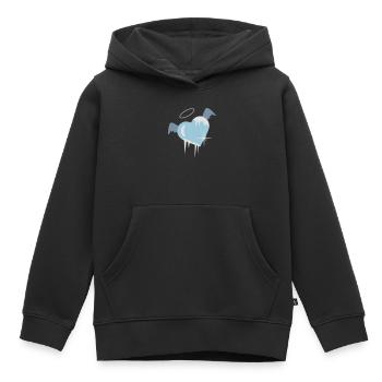 coeur froid avec une auréole, les ailes et glaçons - Sweat Premium à capuche enfant bio - noir - Devant - AI Model Kid Male (0cm)