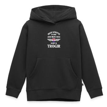 Trogir Sehnsucht – Historisches Juwel an der Adria - Kinder Premium Organic Hoodie - Schwarz - Vorne - AI Model Kid Male (0cm)