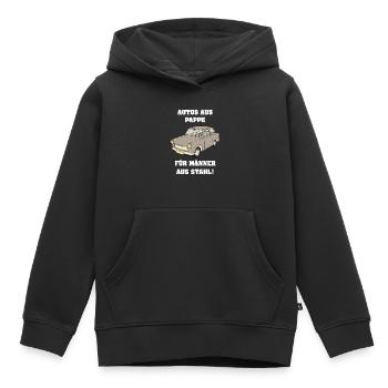 Autos aus Pappe für Männer aus Stahl - Kinder Premium Organic Hoodie - Schwarz - Vorne - AI Model Kid Male (0cm)