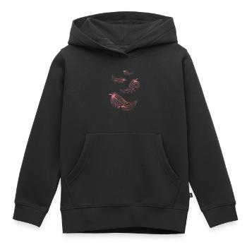 Plumes de couleurs rose et lilas - Sweat Premium à capuche enfant bio - noir - Devant - AI Model Kid Male (0cm)