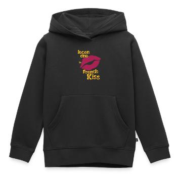 french kiss quote humor kisses - Kids Premium Organic Hoodie - black - Front - AI Model Kid Male (0cm)