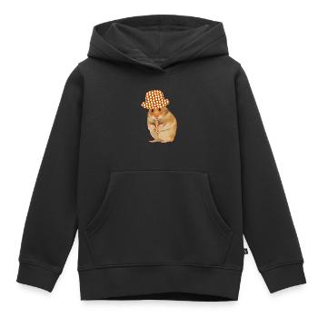 Hamster schick gemacht - Hut - Krawatte - Kinder Premium Organic Hoodie - Schwarz - Vorne - AI Model Kid Male (0cm)