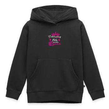 Célébrer avec la reine du 18e anniversaire - Sweat Premium à capuche enfant bio - noir - Devant - AI Model Kid Male (0cm)