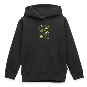 Véhicules de chantier - Sweat Premium à capuche enfant bio - noir - Devant - AI Model Kid Male (0cm)