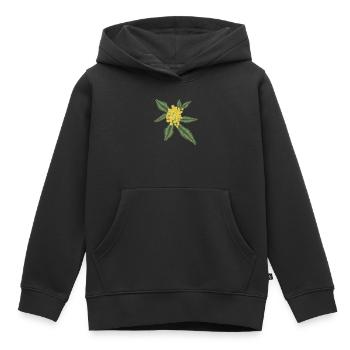 Acacia argenté avec ses fleurs jaunes Pompons - Sweat Premium à capuche enfant bio - noir - Devant - AI Model Kid Male (0cm)